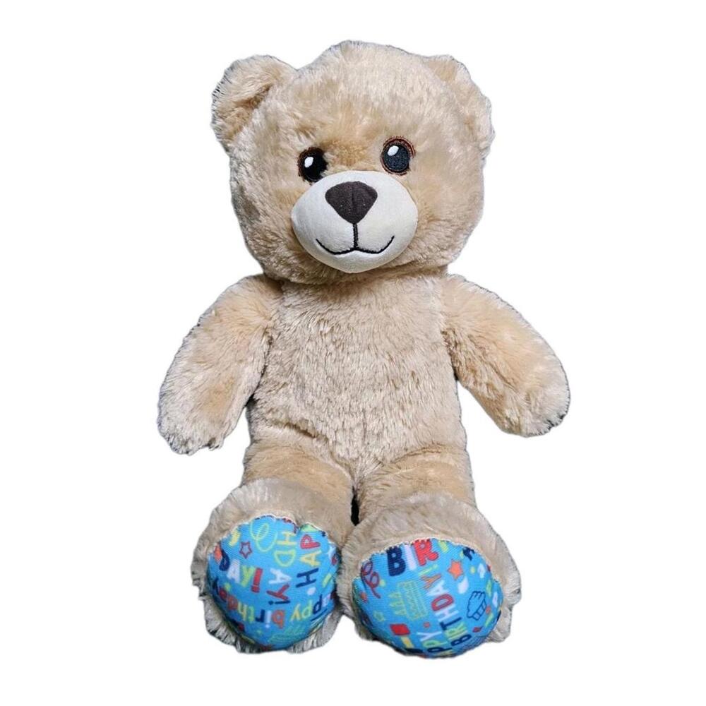 Build A Bear BAB Happy Birthday Plush Stuffed Animal Toy Tan 16" Soft‎ Boy Girl